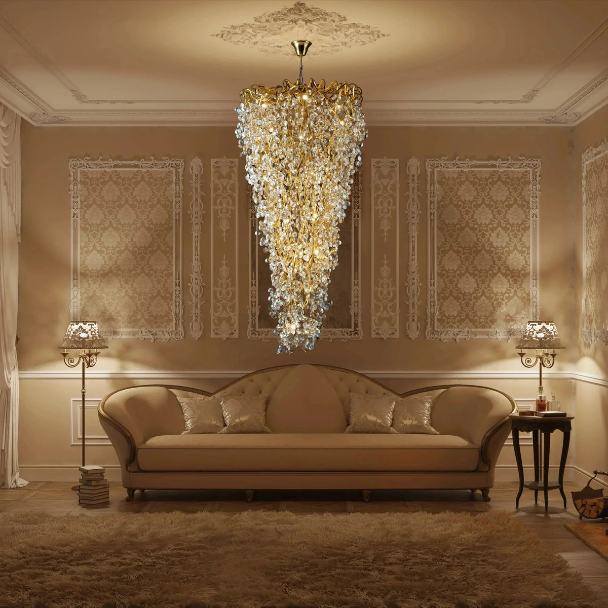 New Modern Light Luxury Branch Crystal Chandelier for Dining /Living Room - Oval: L47.2"*H27.6"Warm Lightcasivra