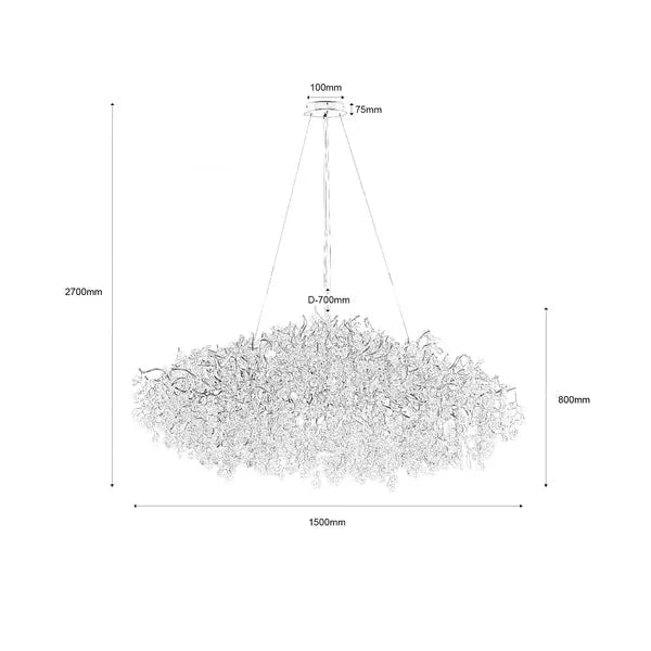 New Modern Light Luxury Branch Crystal Chandelier for Dining /Living Room - Oval: L47.2"*H27.6"Warm Lightcasivra