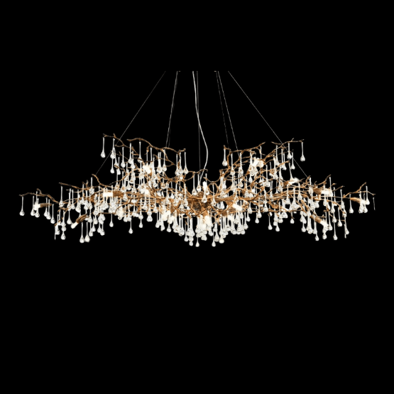 New Style Extra Large Brass Branch Chandelier Light Crystal Drops Pendant Lamp For Living/ Dining Room - L47.2"*W21.7"*H23.6"/ 14 Lights/36.4kgWarm Lightcasivra
