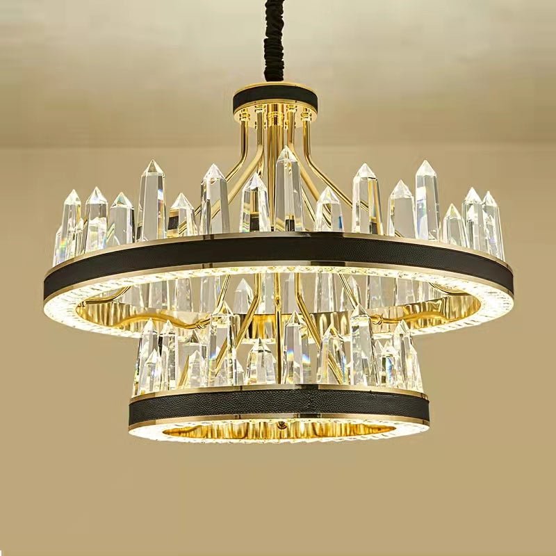 New Style Iceberg Crystal Chandelier For Living Room Modern Black Crown Ceiling Lighting Fixture - 2 layers D39.4"*H23.6"/43.7kgWarm Lightcasivra
