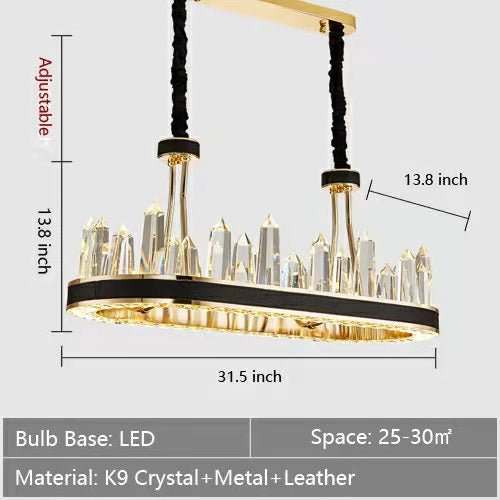 New Style Iceberg Crystal Chandelier For Living Room Modern Black Crown Ceiling Lighting Fixture - 2 layers D31.5"*H23.6"/34.4kgDimmable Warm Lightcasivra