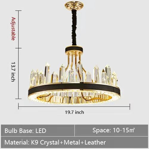 New Style Iceberg Crystal Chandelier For Living Room Modern Black Crown Ceiling Lighting Fixture - Rectangle L31.5"*W13.8"*H13.8"Warm Lightcasivra