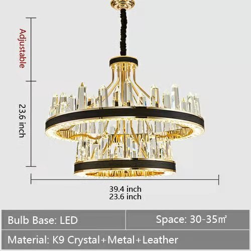 New Style Iceberg Crystal Chandelier For Living Room Modern Black Crown Ceiling Lighting Fixture - 2 layers D31.5"*H23.6"/34.4kgDimmable Warm Lightcasivra