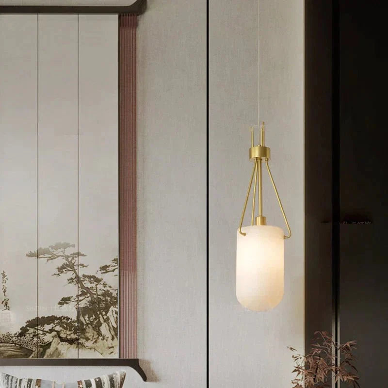 Nina Modern Alabaster Pendant Light, Alabaster Pendant Lamp Besides Bed - Acasivra