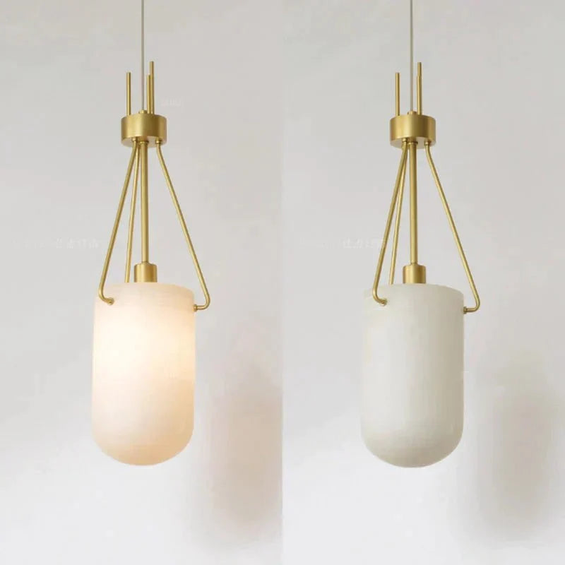 Nina Modern Alabaster Pendant Light, Alabaster Pendant Lamp Besides Bed - Acasivra