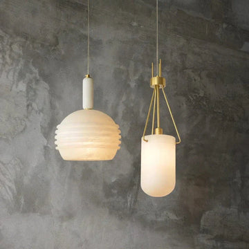 Nina Modern Alabaster Pendant Light, Alabaster Pendant Lamp Besides Bed - Acasivra
