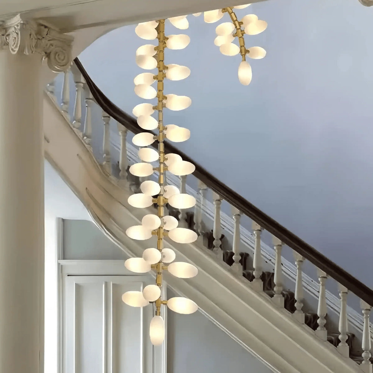 Nordic Art Long Magnolia alba Glass Ceiling Chandelier for Staircase/Hallway/Entryway Light Fixture-Chandeliers-casivra-casivra