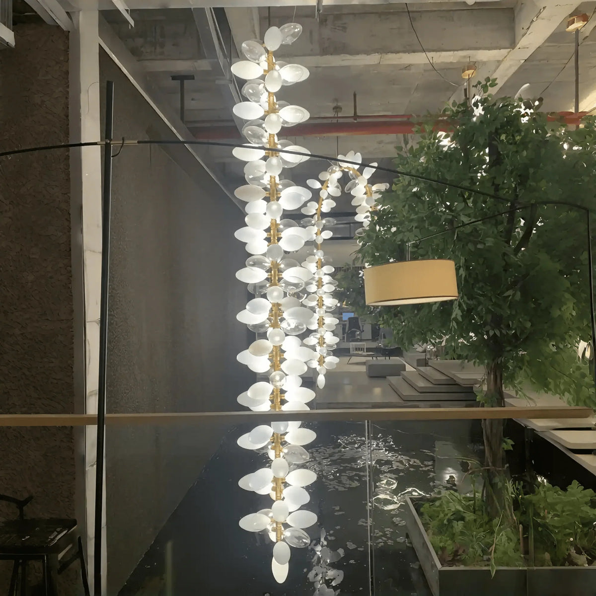 Nordic Art Long Magnolia alba Glass Ceiling Chandelier for Staircase/Hallway/Entryway Light Fixture-Chandeliers-casivra-casivra