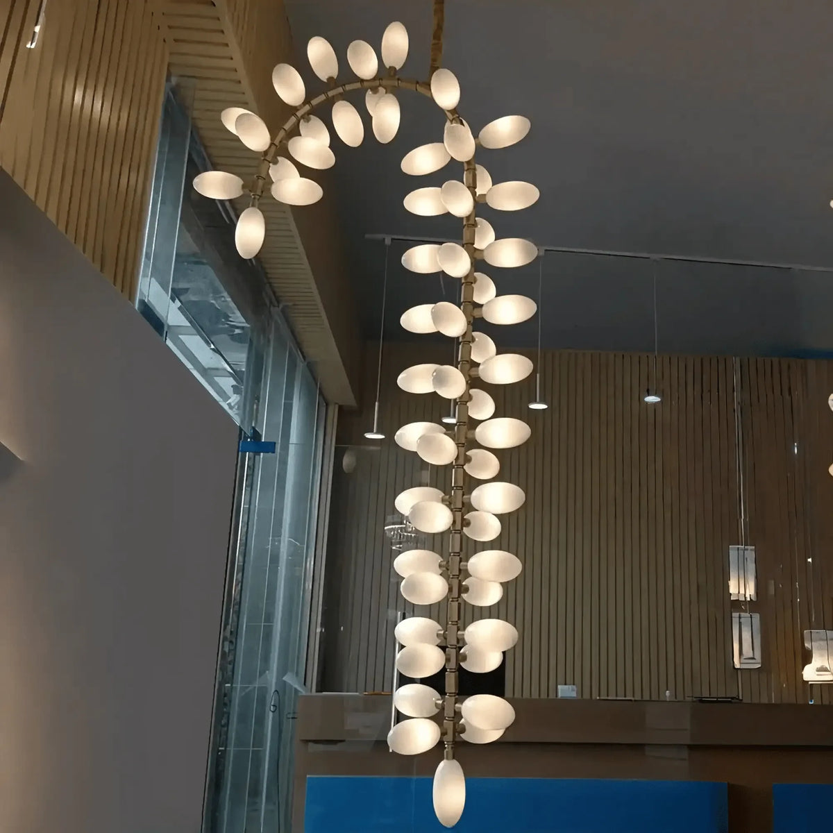 Nordic Art Long Magnolia alba Glass Ceiling Chandelier for Staircase/Hallway/Entryway Light Fixture-Chandeliers-casivra-casivra