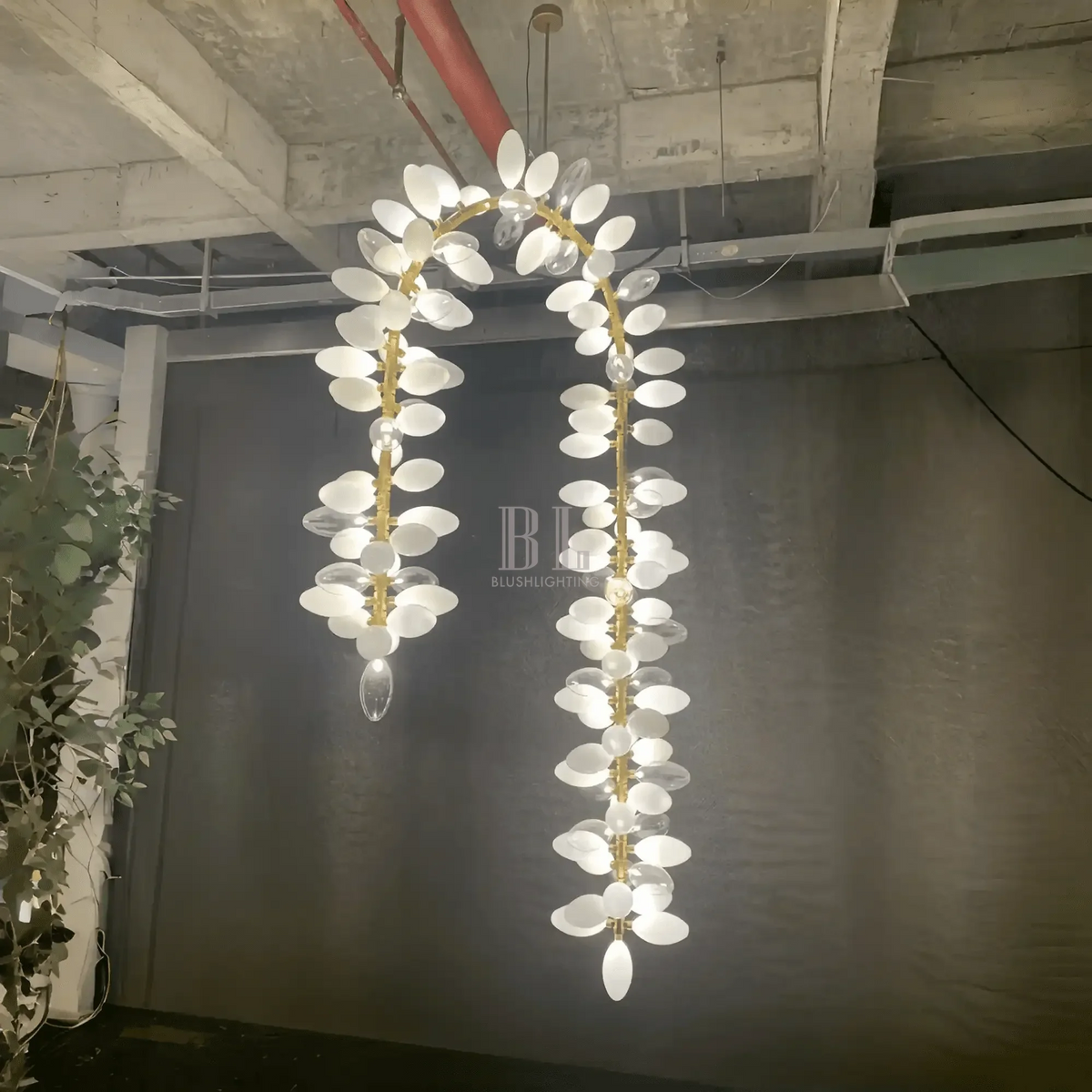 Nordic Art Long Magnolia alba Glass Ceiling Chandelier for Staircase/Hallway/Entryway Light Fixture-Chandeliers-casivra-casivra