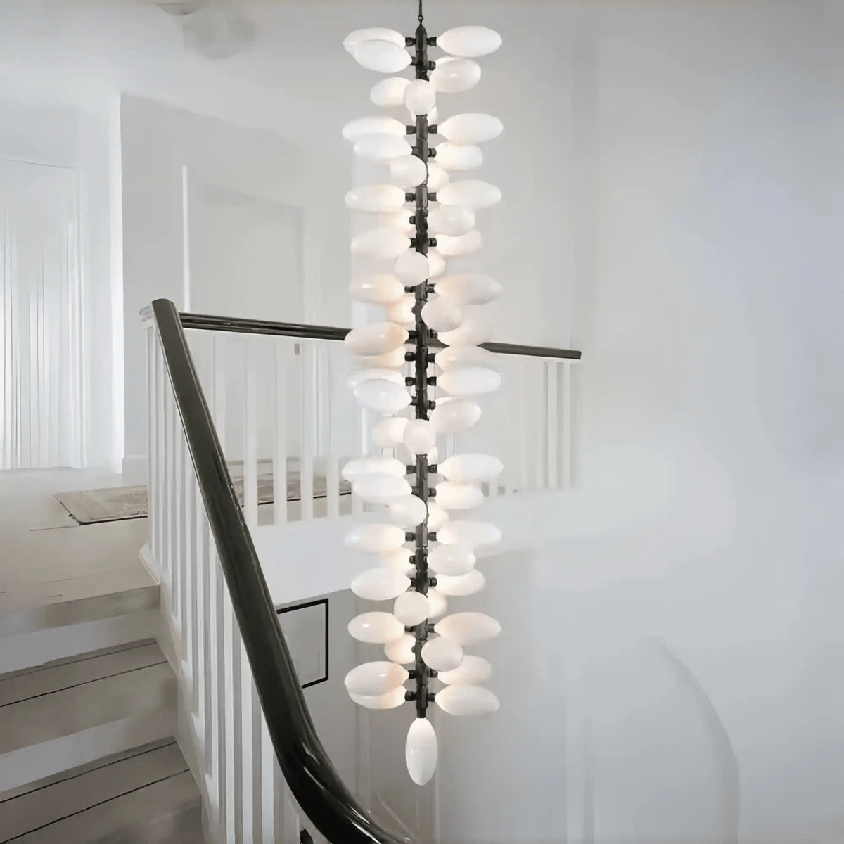Nordic Art Long Magnolia alba Glass Ceiling Chandelier for Staircase/Hallway/Entryway Light Fixture-Chandeliers-casivra-casivra