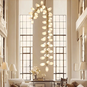 Nordic Art Long Magnolia alba Glass Ceiling Chandelier for Staircase/Hallway/Entryway Light Fixture-Chandeliers-casivra-casivra