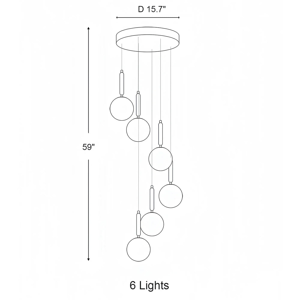 Nordic Extra Large Minimalist Long Pendant Light for High Ceiling Staircase - 12 Lights/ D25.6"*H98.4"BlackWarm Lightcasivra