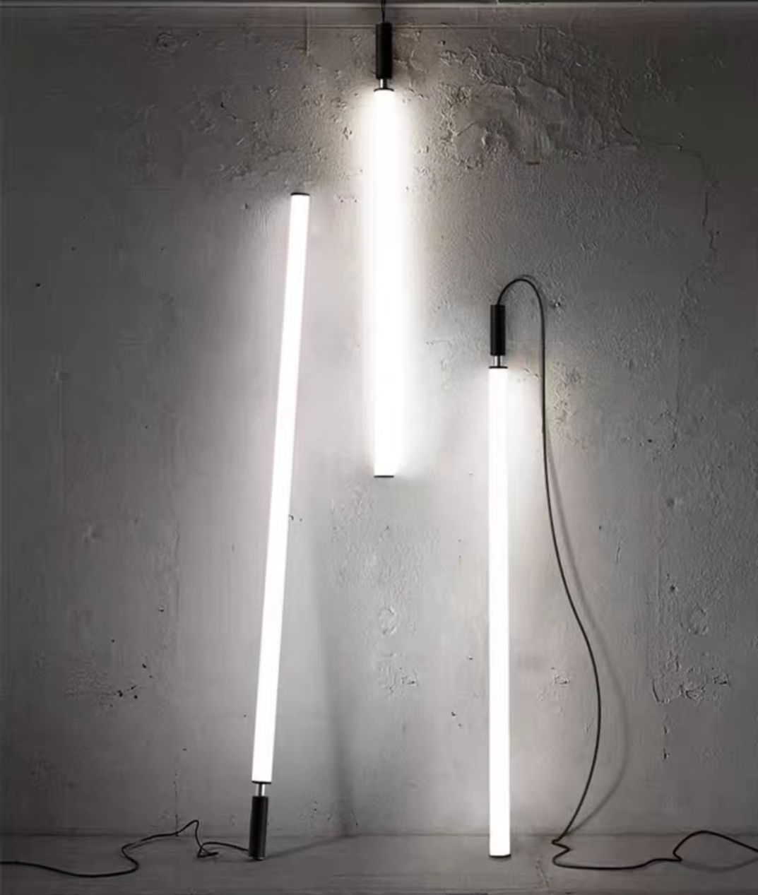 Nordic Fashion Minimalist Black Straight Pendant Chandelier for Bedside/Staircase/Loft/Duplex - Small: 17 LightsWarm Lightcasivra