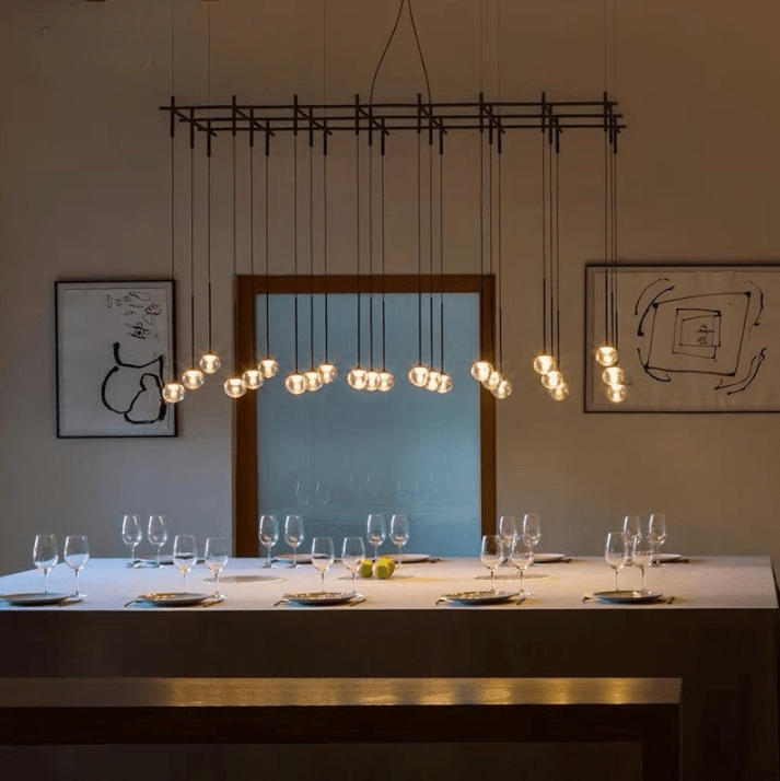 Nordic Minimalist Clear Ribbed Glass Globe Pendant Light - One LightMatte BlackWarm Lightcasivra