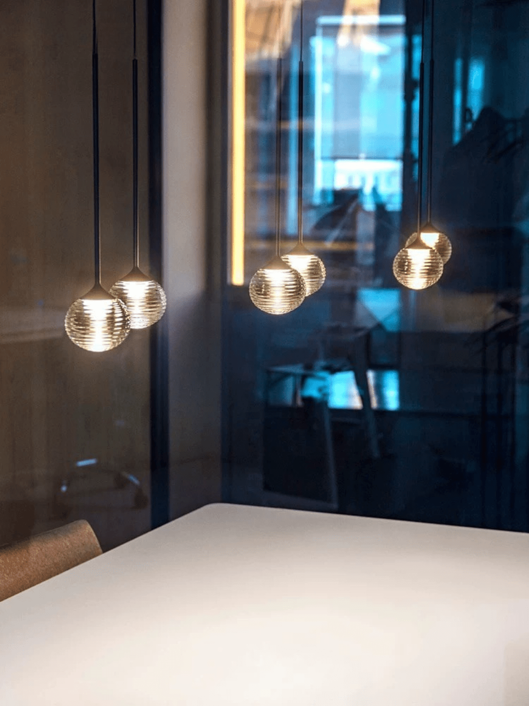Nordic Minimalist Clear Ribbed Glass Globe Pendant Light - One LightMatte BlackWarm Lightcasivra