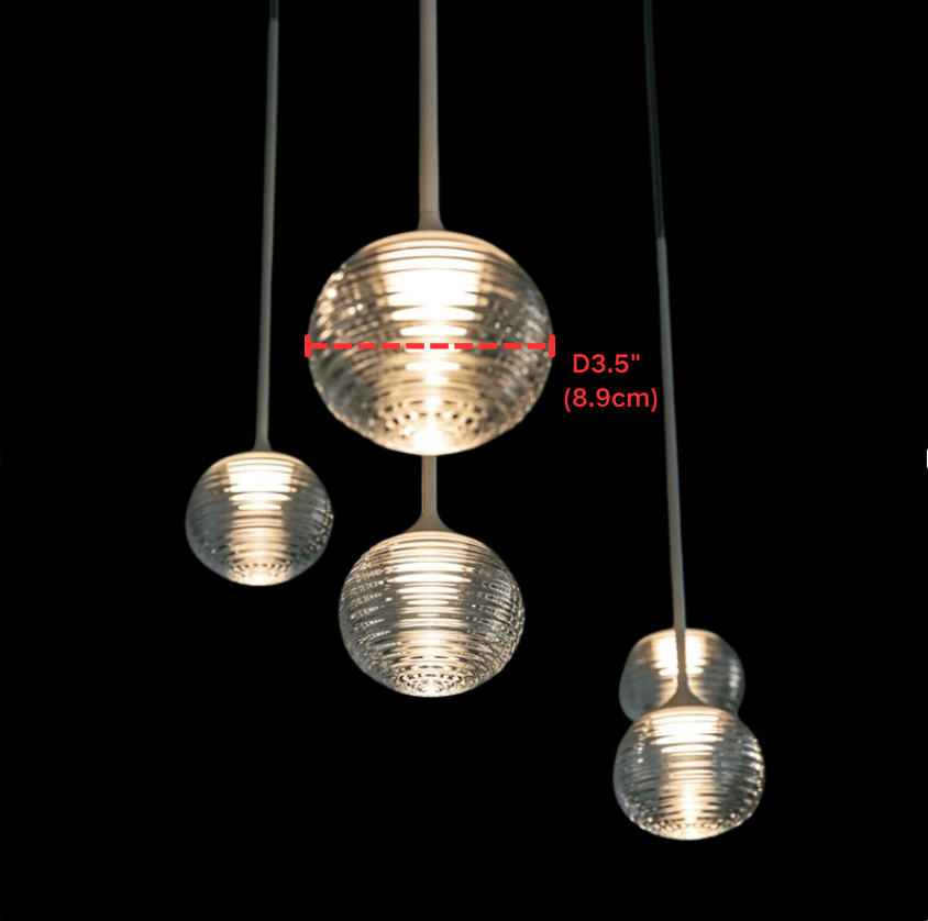 Nordic Minimalist Clear Ribbed Glass Globe Pendant Light - One LightMatte BlackWarm Lightcasivra