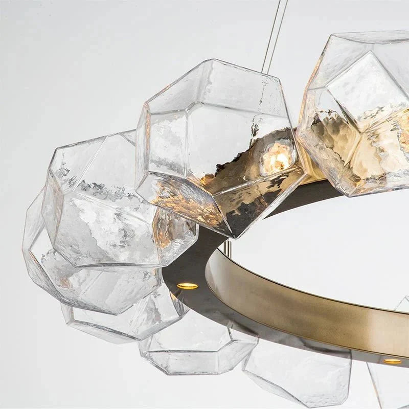 Nordic Minimalist Glass Circle Art Chandelier for Living/Dining Room/Bedroom - D31.5"BronzeWarm Lightcasivra