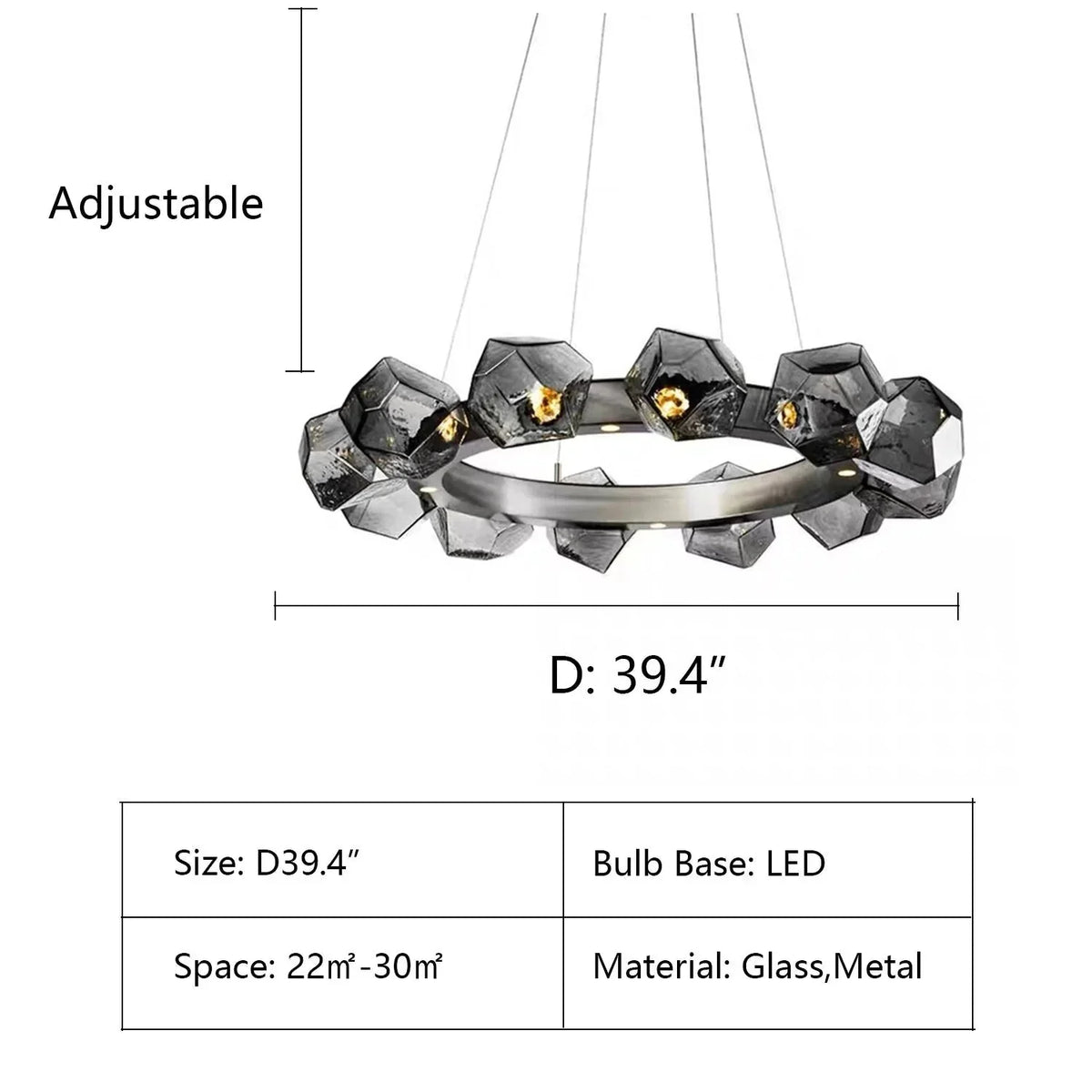 Nordic Minimalist Glass Circle Art Chandelier for Living/Dining Room/Bedroom - D31.5"BronzeWarm Lightcasivra