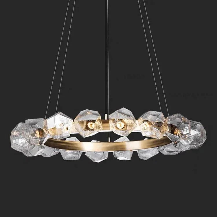 Nordic Minimalist Glass Circle Art Chandelier for Living/Dining Room/Bedroom - D31.5"BronzeWarm Lightcasivra