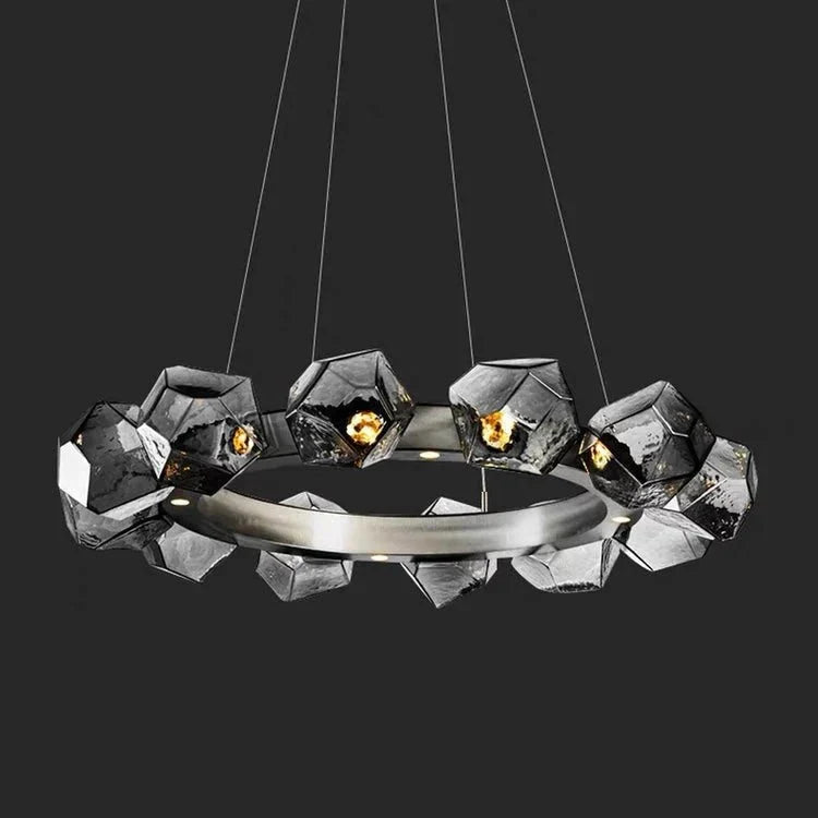 Nordic Minimalist Glass Circle Art Chandelier for Living/Dining Room/Bedroom - D31.5"BronzeWarm Lightcasivra