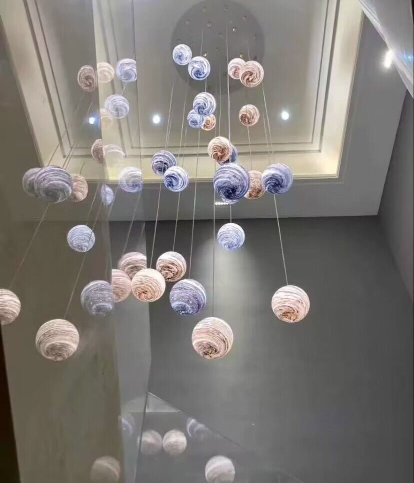 Nordic Planet Creative Long Ball Pendant Chandelier Staircase Foyer - 19 Lights: D31.5"*H118.1"casivra