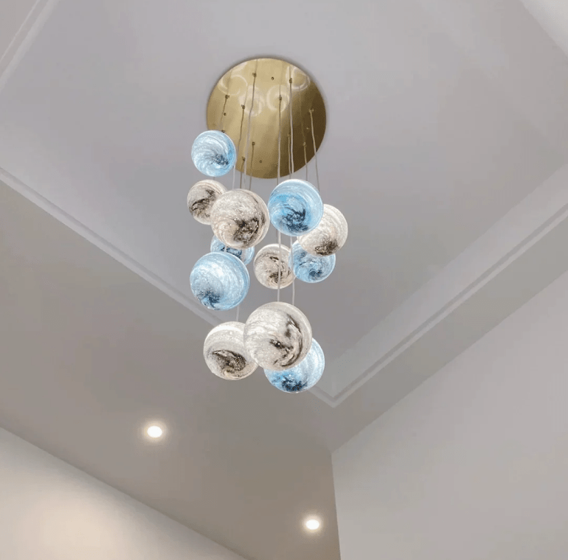Nordic Planet Creative Long Ball Pendant Chandelier Staircase Foyer - 24 Lights: D31.5"*H157.5"casivra