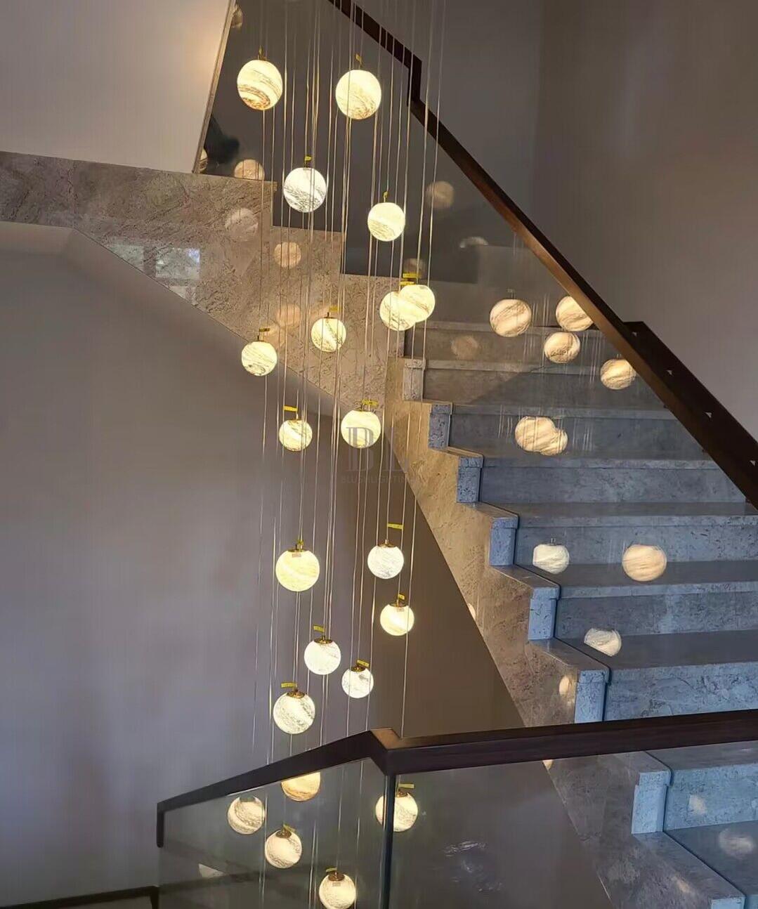 Nordic Planet Creative Long Ball Pendant Chandelier Staircase Foyer - 6 Lights: D11.8"*H78.7"casivra