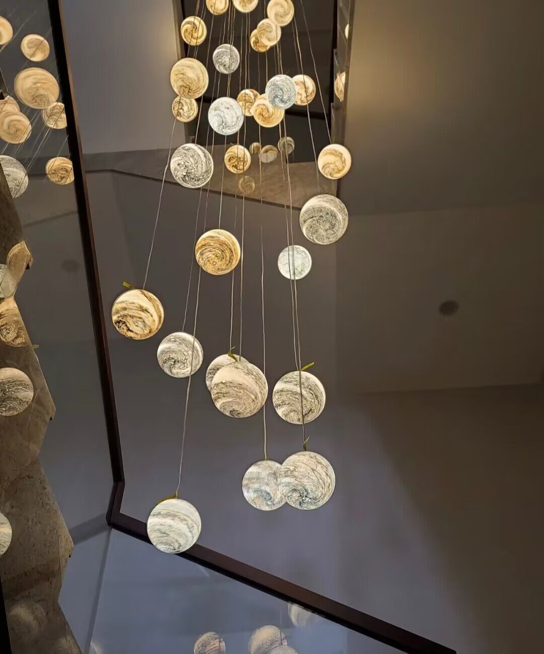 Nordic Planet Creative Long Ball Pendant Chandelier Staircase Foyer - 15 Lights: D23.6"*H98.4"casivra