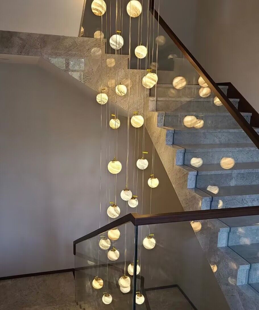 Nordic Planet Creative Long Ball Pendant Chandelier Staircase Foyer - 24 Lights: D31.5"*H157.5"casivra