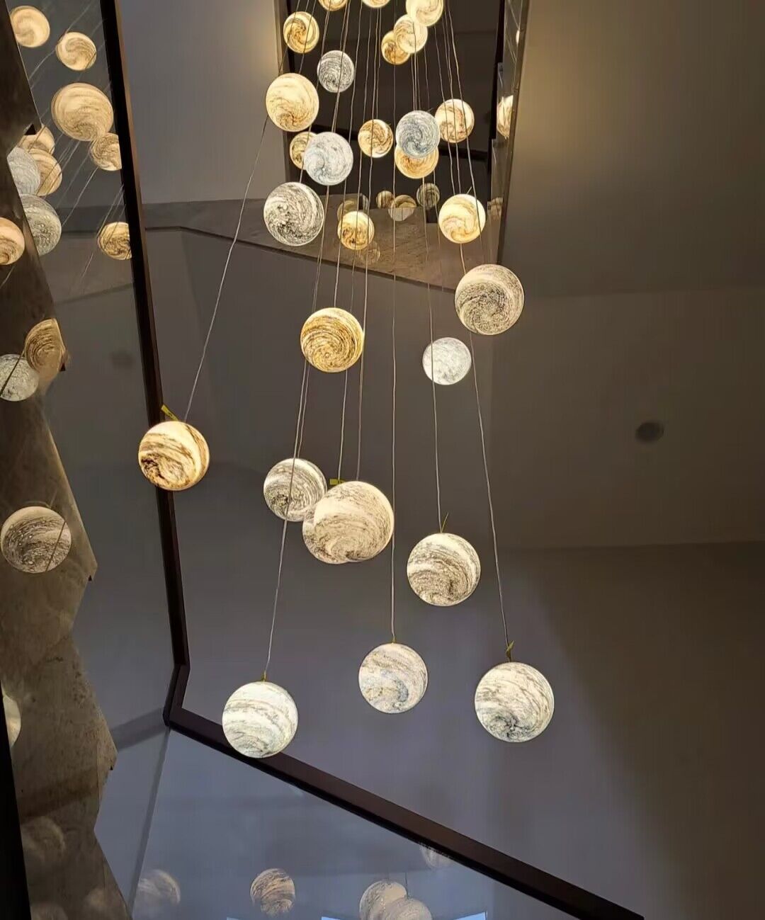 Nordic Planet Creative Long Ball Pendant Chandelier Staircase Foyer - 24 Lights: D31.5"*H157.5"casivra