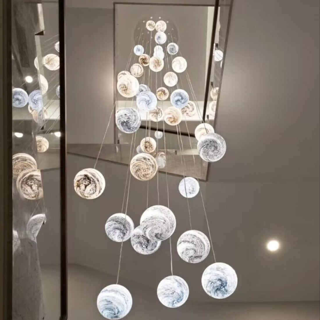 Nordic Planet Creative Long Ball Pendant Chandelier Staircase Foyer - 6 Lights: D11.8"*H78.7"casivra