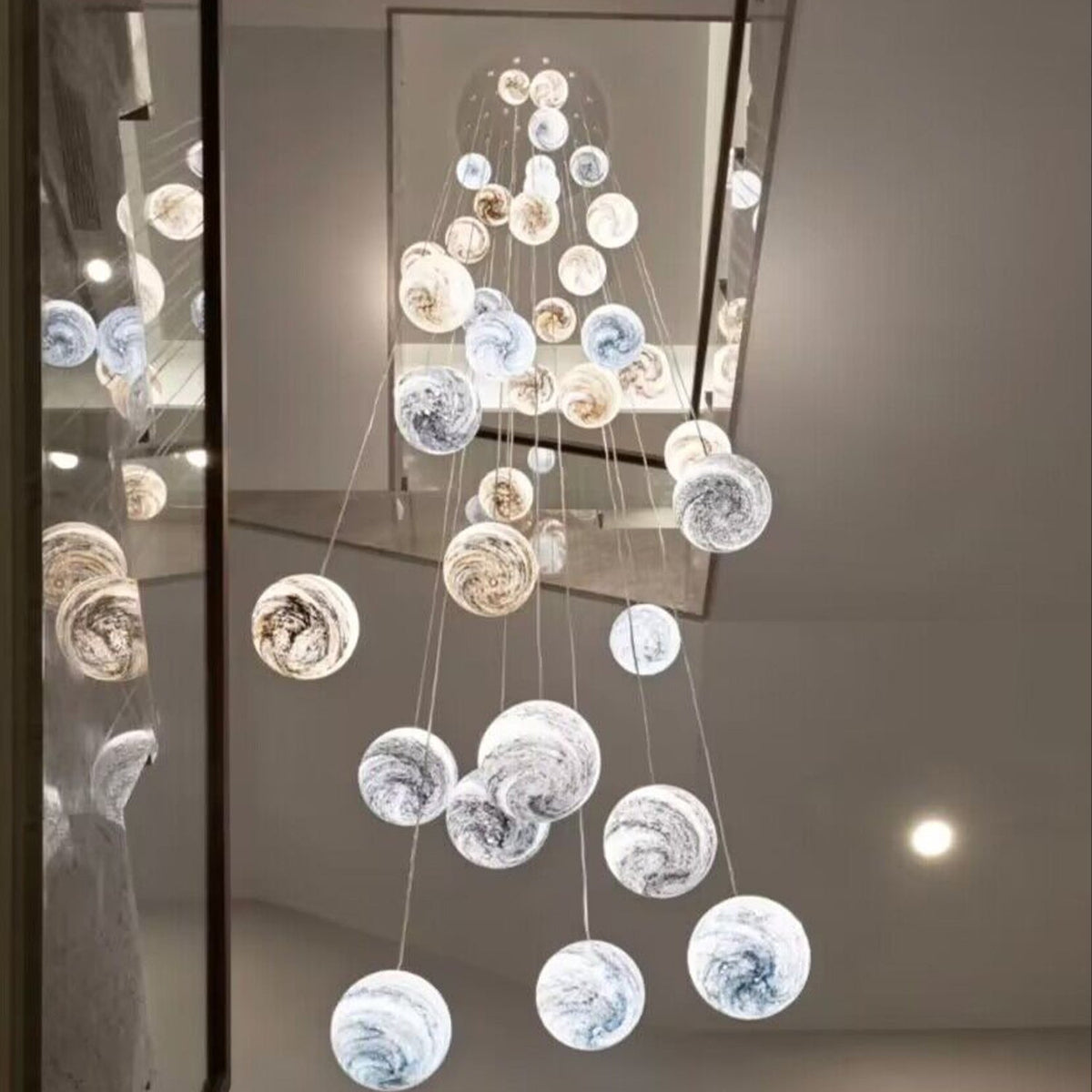 Nordic Planet Creative Long Ball Pendant Chandelier Staircase Foyer - 6 Lights: D11.8"*H78.7"casivra
