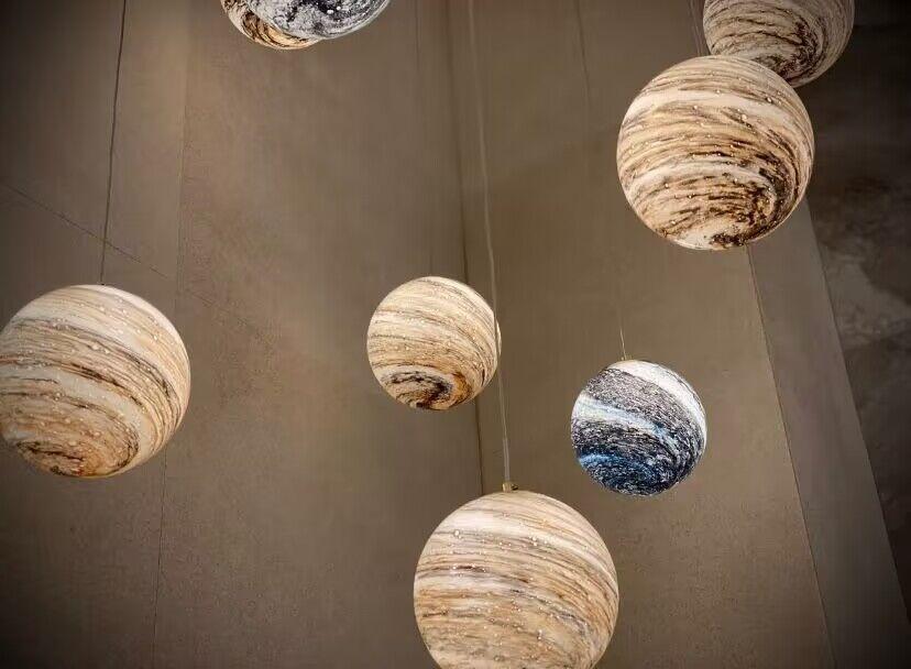 Nordic Planet Creative Long Ball Pendant Chandelier Staircase Foyer - 6 Lights: D11.8"*H78.7"casivra