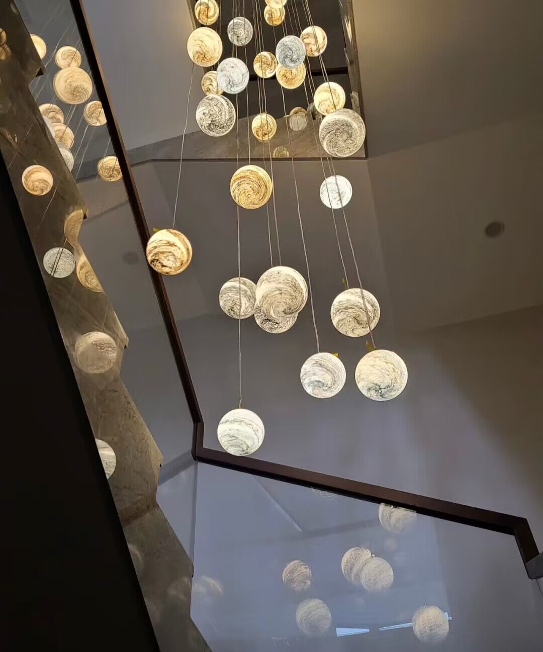 Nordic Planet Creative Long Ball Pendant Chandelier Staircase Foyer - 24 Lights: D31.5"*H157.5"casivra