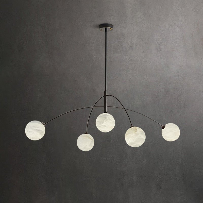 Nordic Postmodern Alabaster Arc Chandelier - Blackcasivra