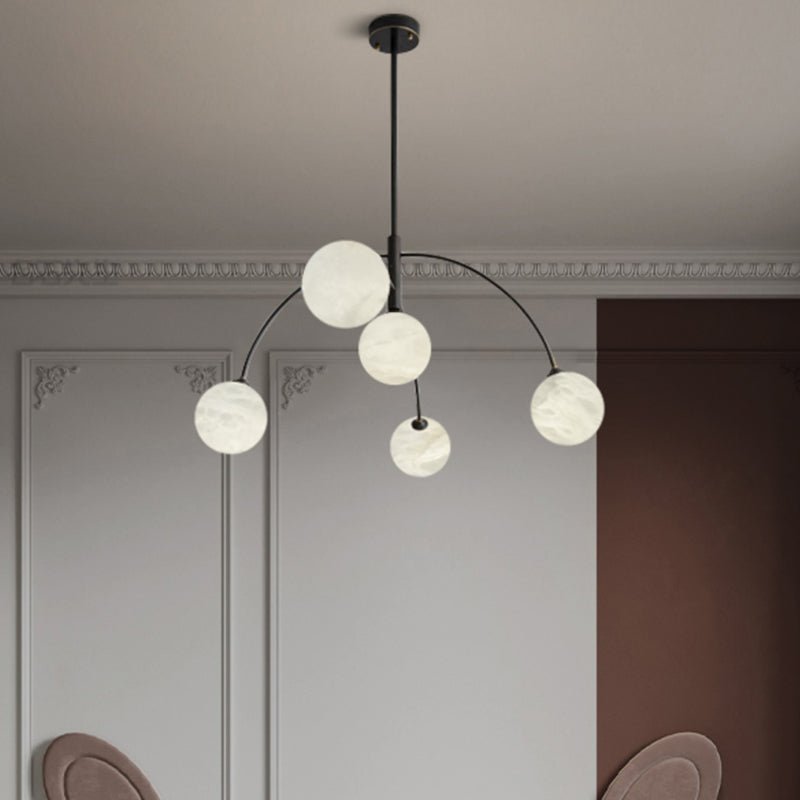 Nordic Postmodern Alabaster Arc Chandelier - Blackcasivra
