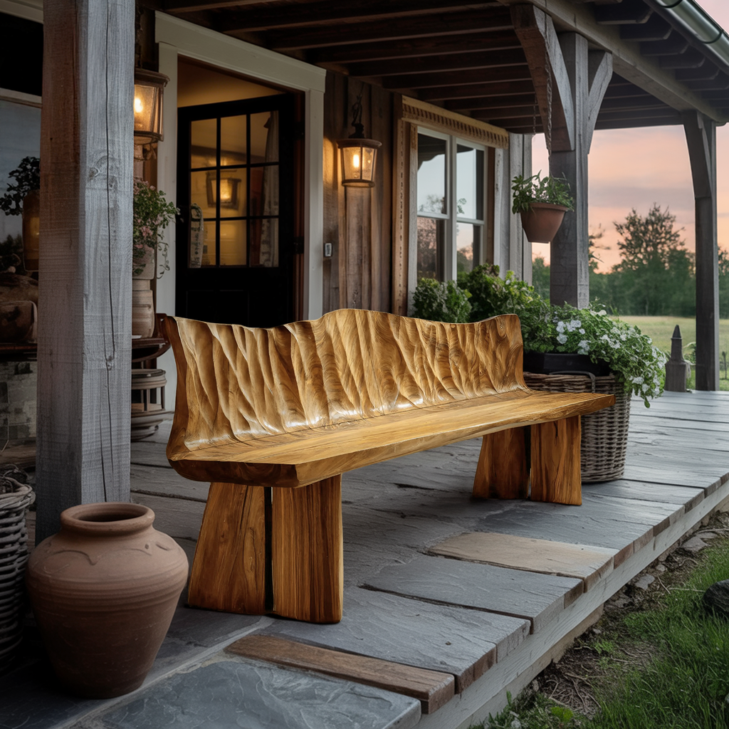 Natural Solid Wood Bench For Entryway And Living Space