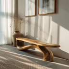 Handcrafted Organic Form Bench For Entryway
