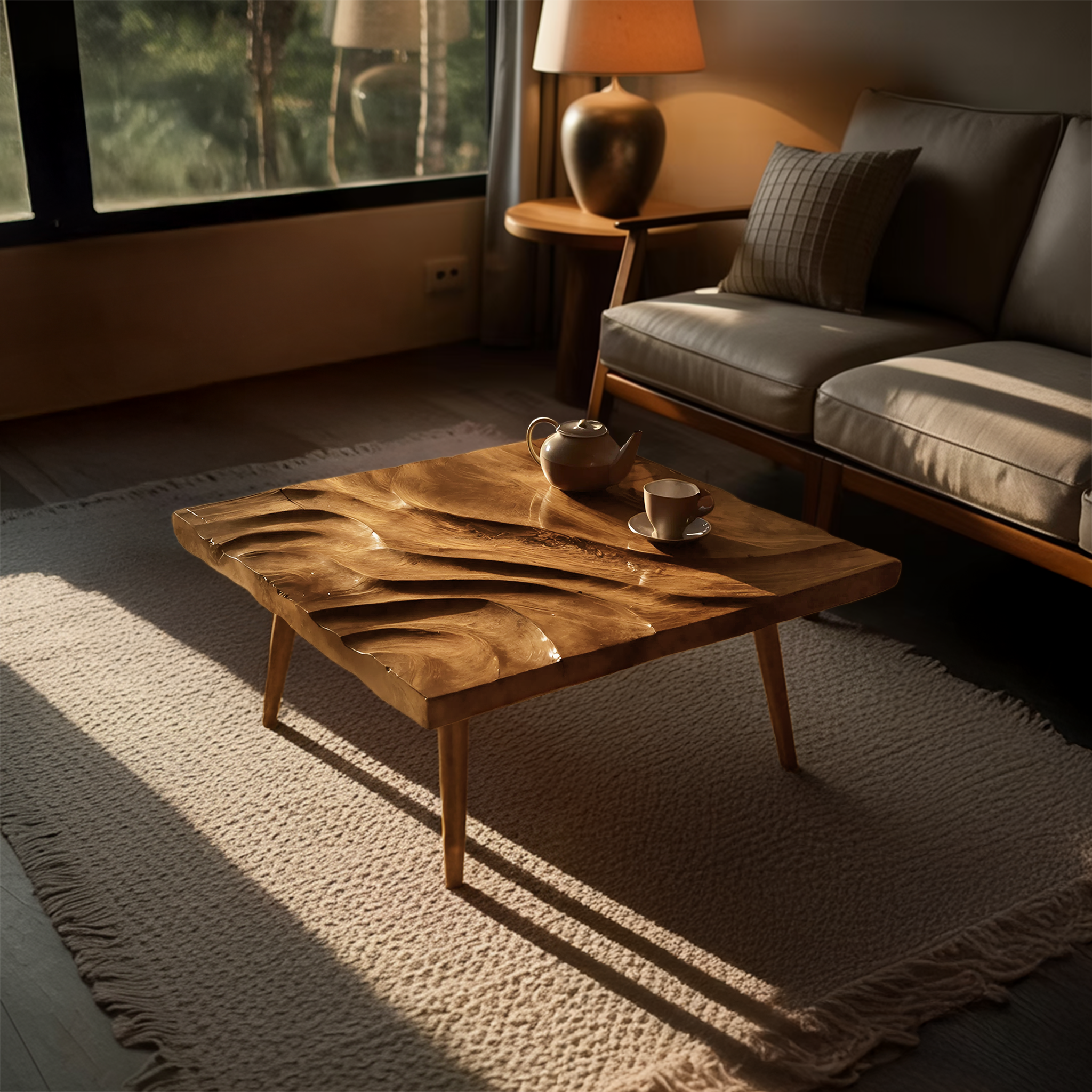 Modern Wooden Abstract Coffee Table For Living Room Decor