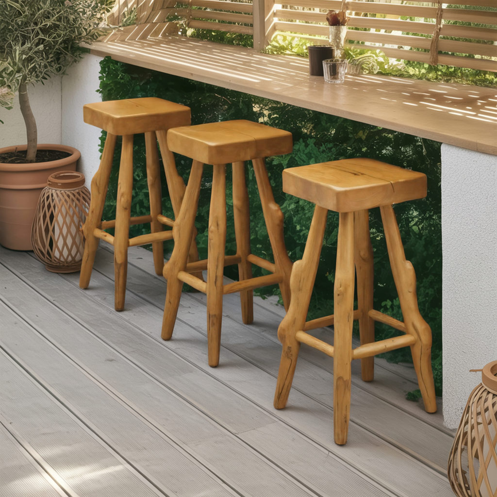 Rustic Handcrafted Bar Stools For Kitchen Or Patio Bar