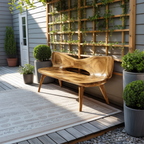 Mid Century Artistic Wooden Bench For Patio Setup