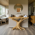 Modern Solid Wood Bathroom Vanity Live Edge Design For Luxury Bathroom