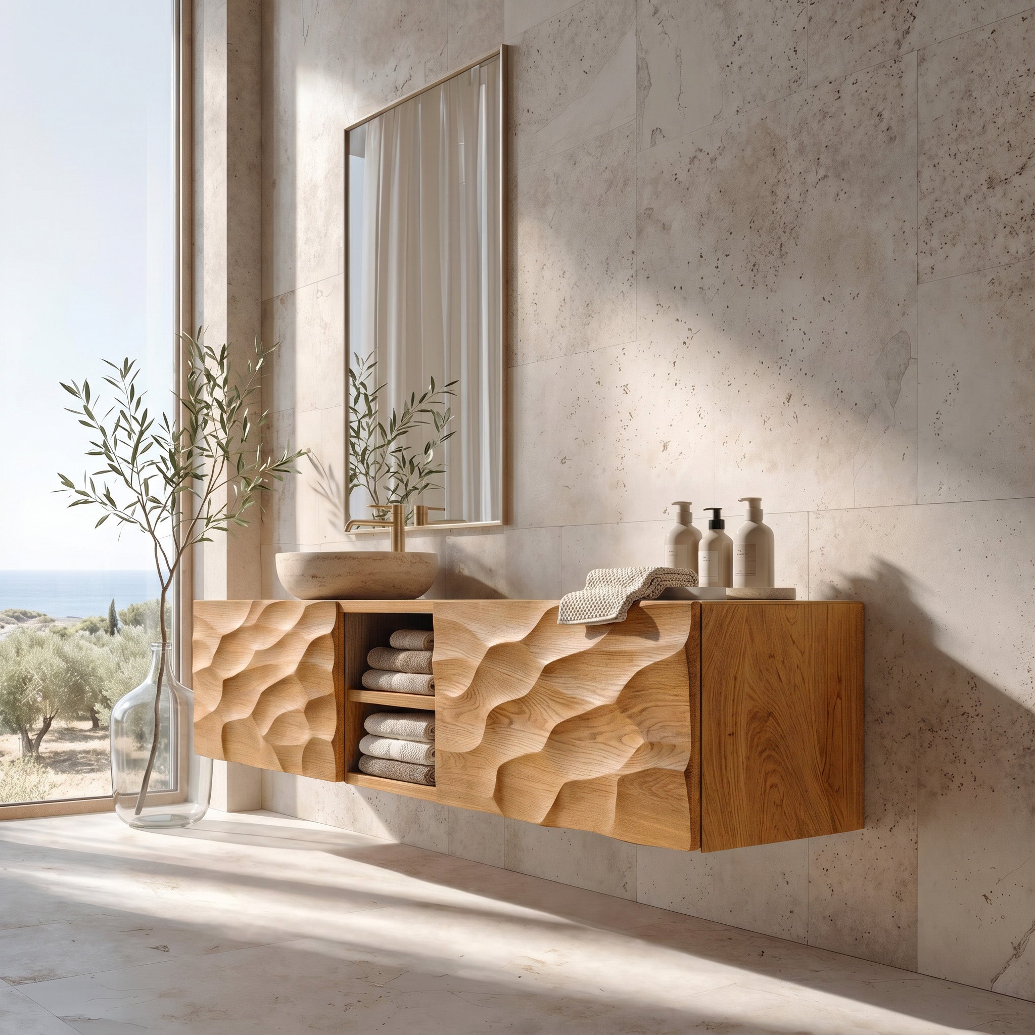 Sculptural Wall Mounted Bathroom Vanity For Bathroom Space