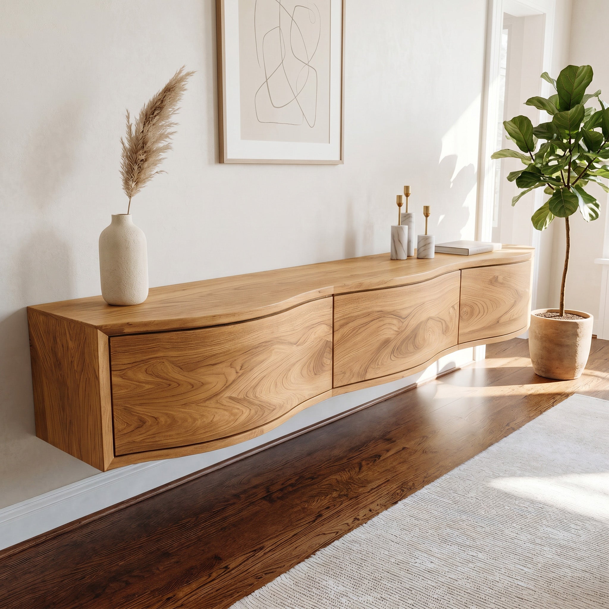 Modern Floating TV Shelf For Holiday Decoration