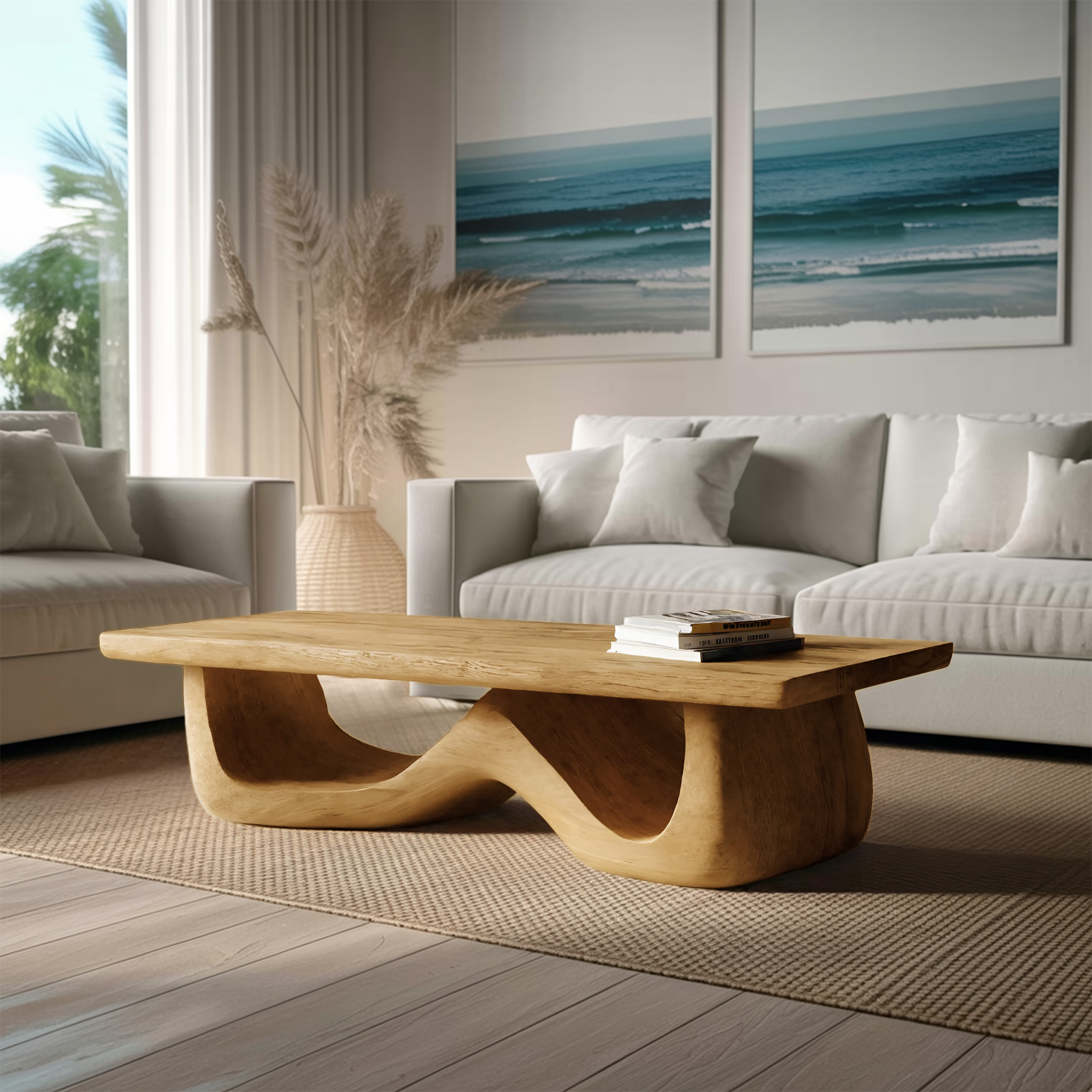 Artistic Sculptural Coffee Table Curved Base Design For Living