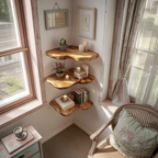 Modern Solid Wood Corner Shelf For Entryway Design And Display