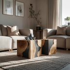 Mid Century Solid Wood Cube Coffee Table For Home Decor