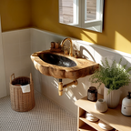 Handcrafted Wall Mounted Wooden Bathroom Sink For Premium Bathroom Design
