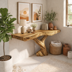 Farmhouse Live Edge Entryway Table Organic Wood For Furniture Decor